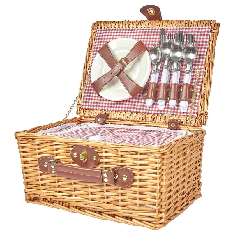 Home Deco Factory The Wicker Picnic Basket with Garden Tableware