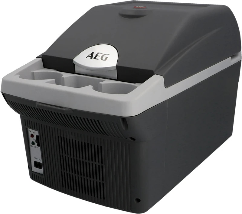 AEG Automotive Board-Bar BK 16 Thermoelectric Cooler and Warmer Box 16 Litres, 12 Volt for Car and Socket, Can Be Attached to the Car, Black, light grey