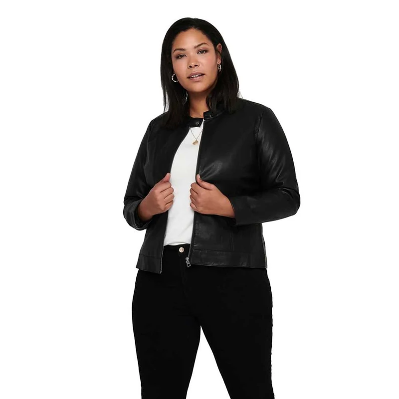 ONLY Carmakoma Women's CARROBBER Faux Leather Jacket NOOS, Black, 22 - Image 1