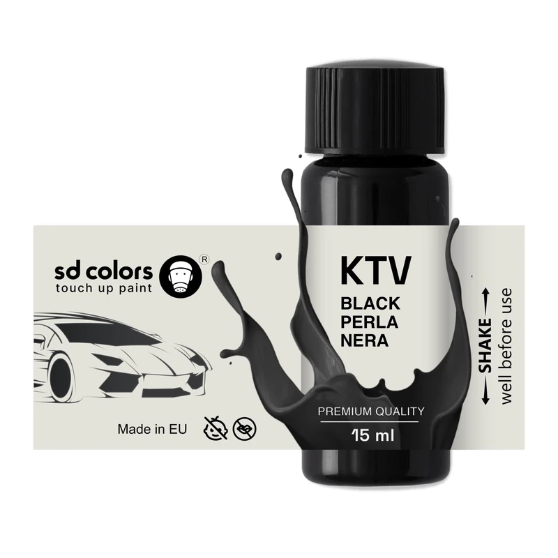 SD COLORS BLACK PERLA NERA KTV New Touch Up Paint 15 ML REPAIR SCRATCH CHIP BRUSH COLOR CODE KTV BLACK PERLA NERA (JUST PAINT)