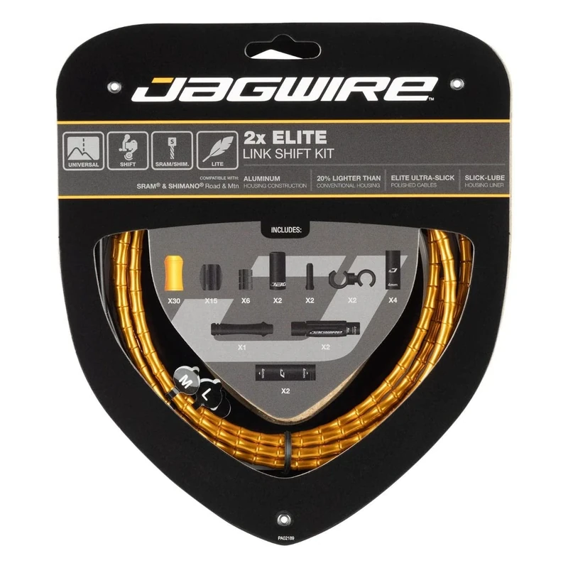 Jagwire Elite Link Shift/Gear Cable Kit (x2 Cables) - Gold