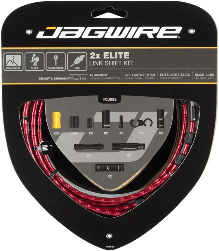 Jagwire Elite Link Shift/Gear Cable Kit (x2 Cables) - Red