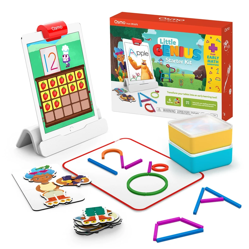 Osmo - Little Genius Starter Kit for iPad + Early Math Adventure - 6 Educational Learning Games - Ages 3-5 - Counting, Shapes, Phonics & Creativity (Osmo iPad Base Included) (Amazon Exclusive)