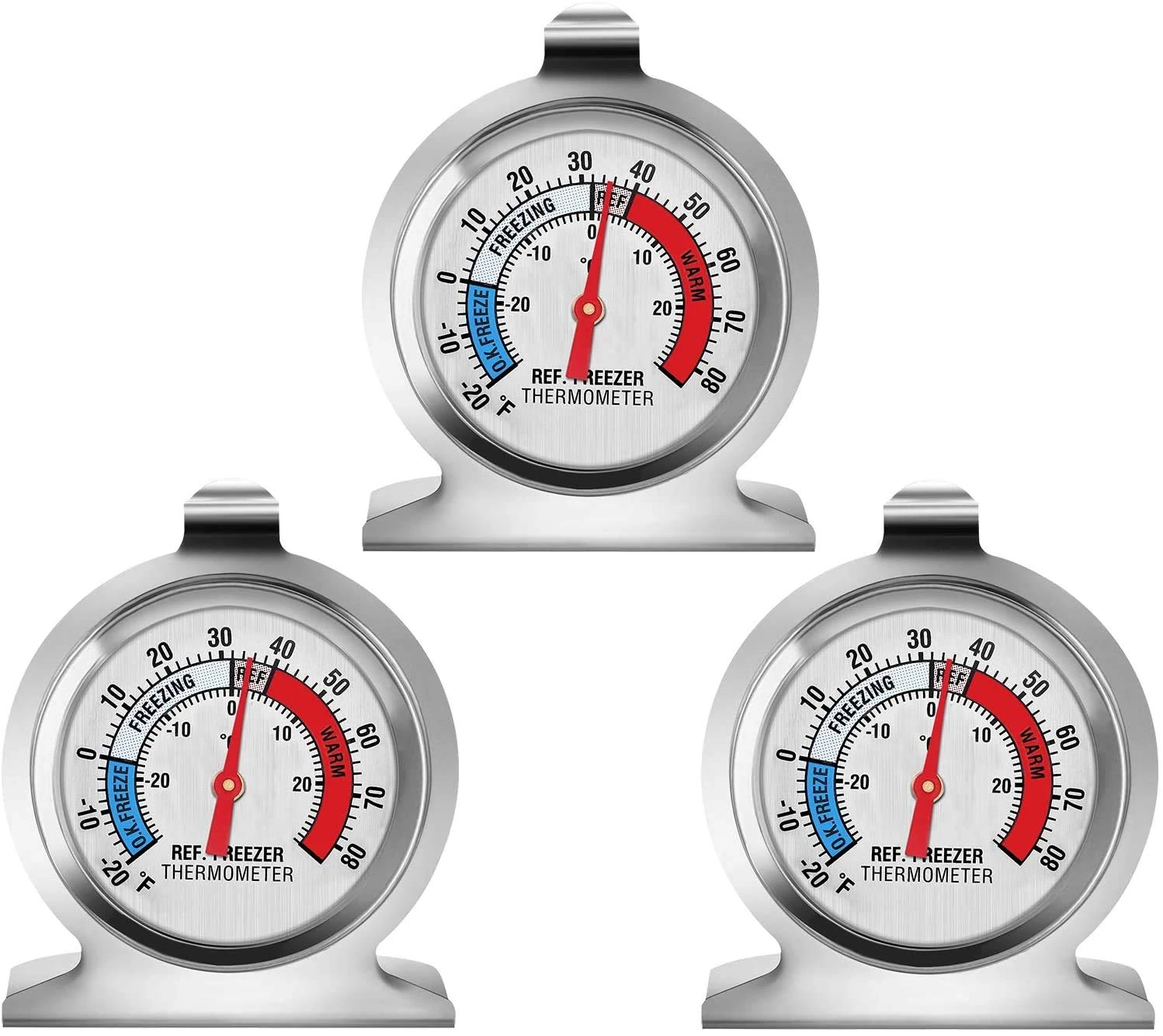 Fridge Thermometer Refrigerator Thermometer, Large Dial Freezer Thermometer,Classic Series Temperature for Refrigerator Freezer Fridge Cooler (3Pack)
