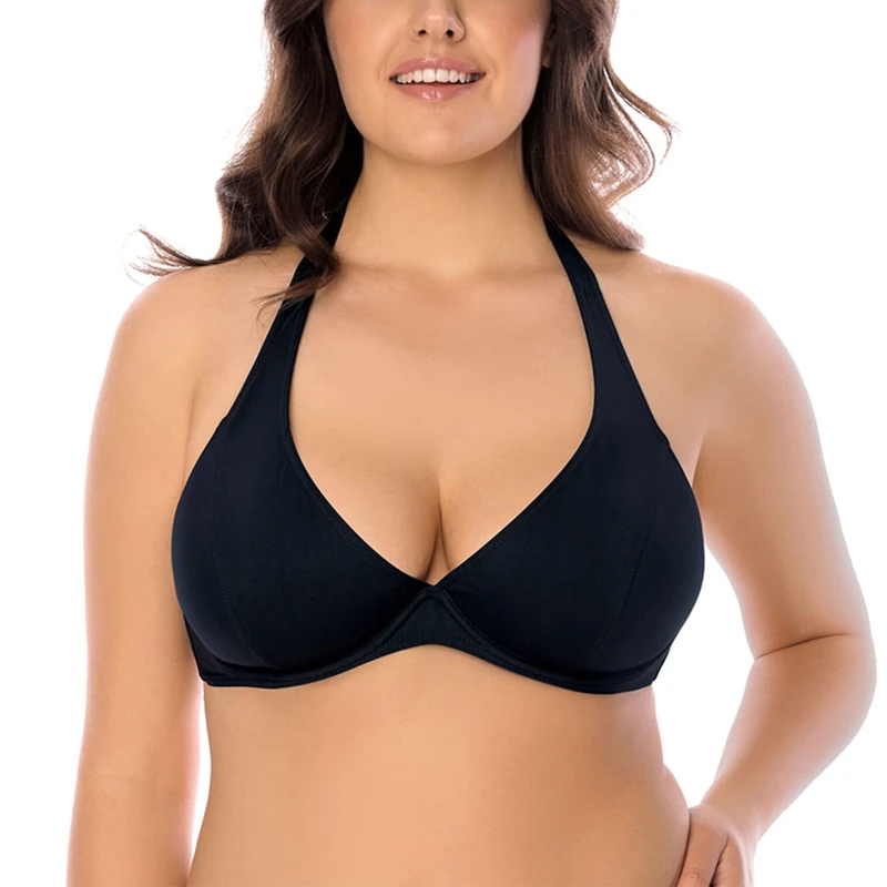 Vivisence Underwired Smooth Non Padded Bikini Top 3215, Black,38E - Image 1