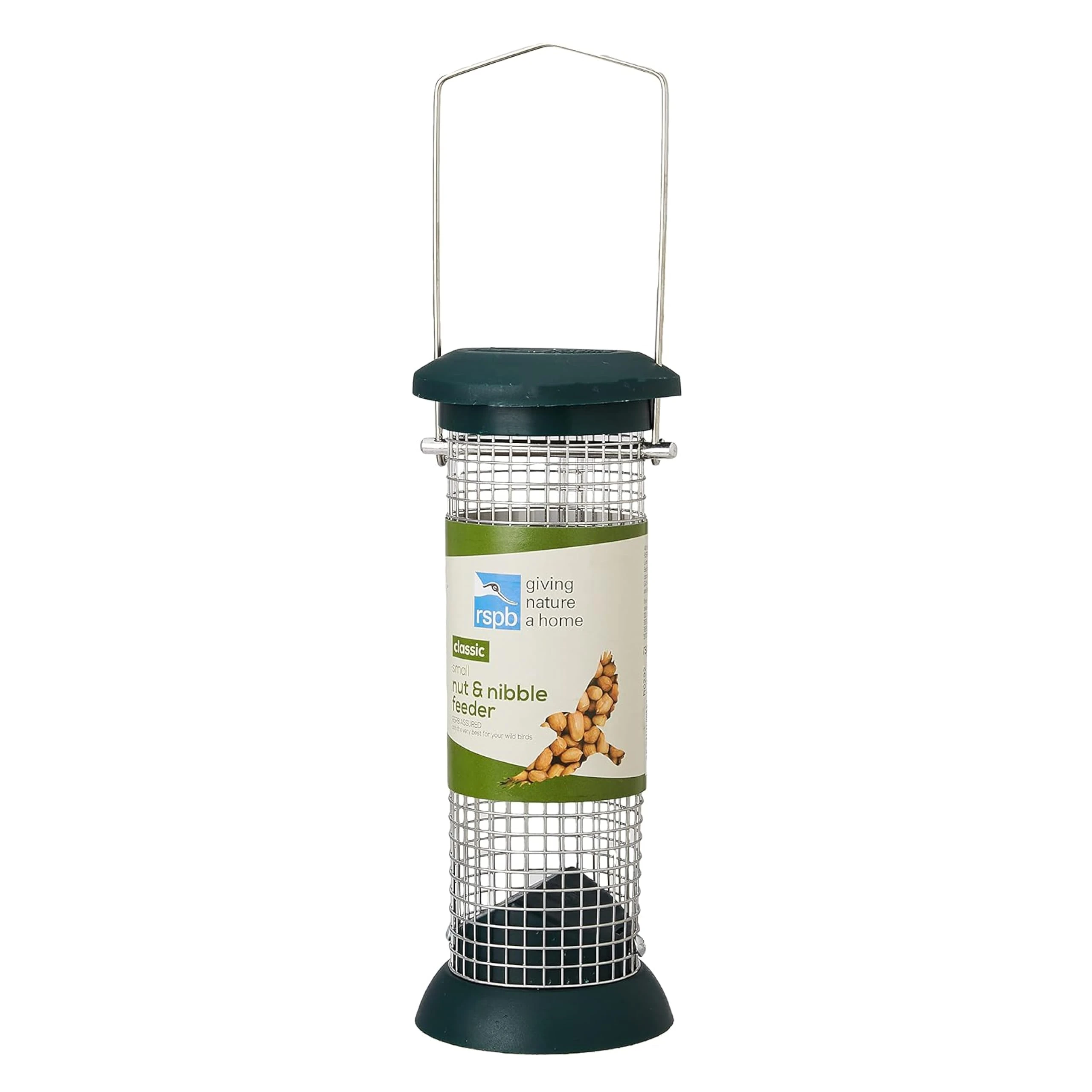 Peanut Feeder for Birds, Hanging Bird Feeder, Easy to Clean, Also Suitable for Feeding Suet Nibbles and Sprinkles, Durable with Metal Mesh (330g) - RSPB
