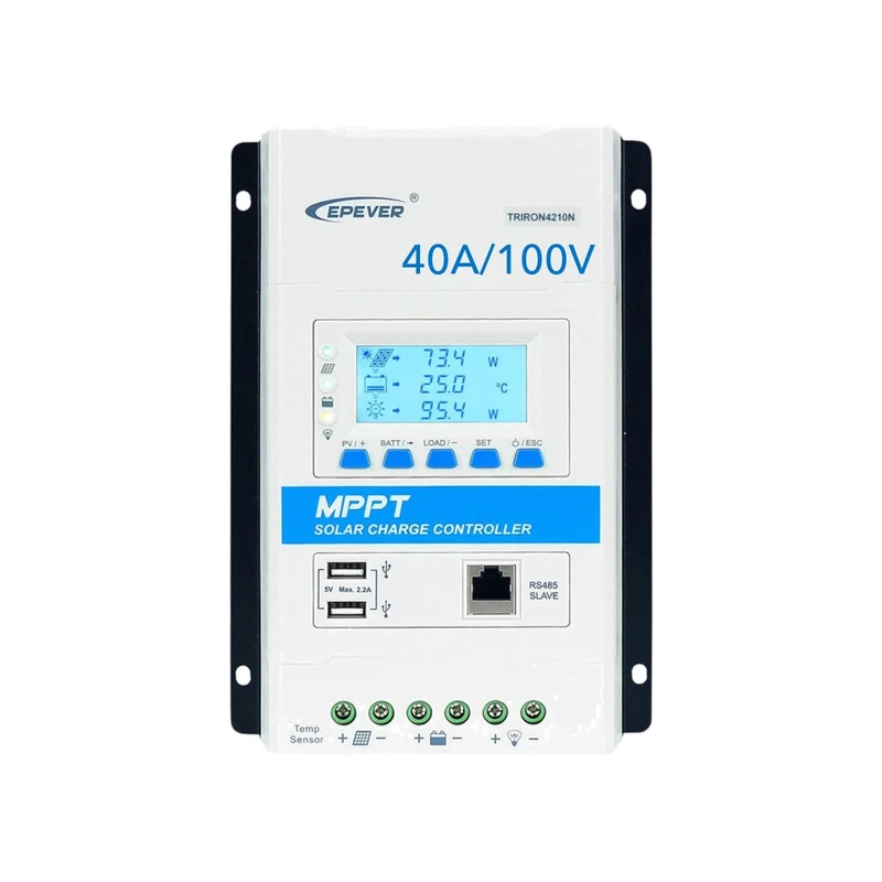 SolarV EPEVER Triron 4210N MPPT Solar Charge Regulator/Charge Controller, 40A, Auto Detection 12/24V, Max. PV Input Voltage 100V