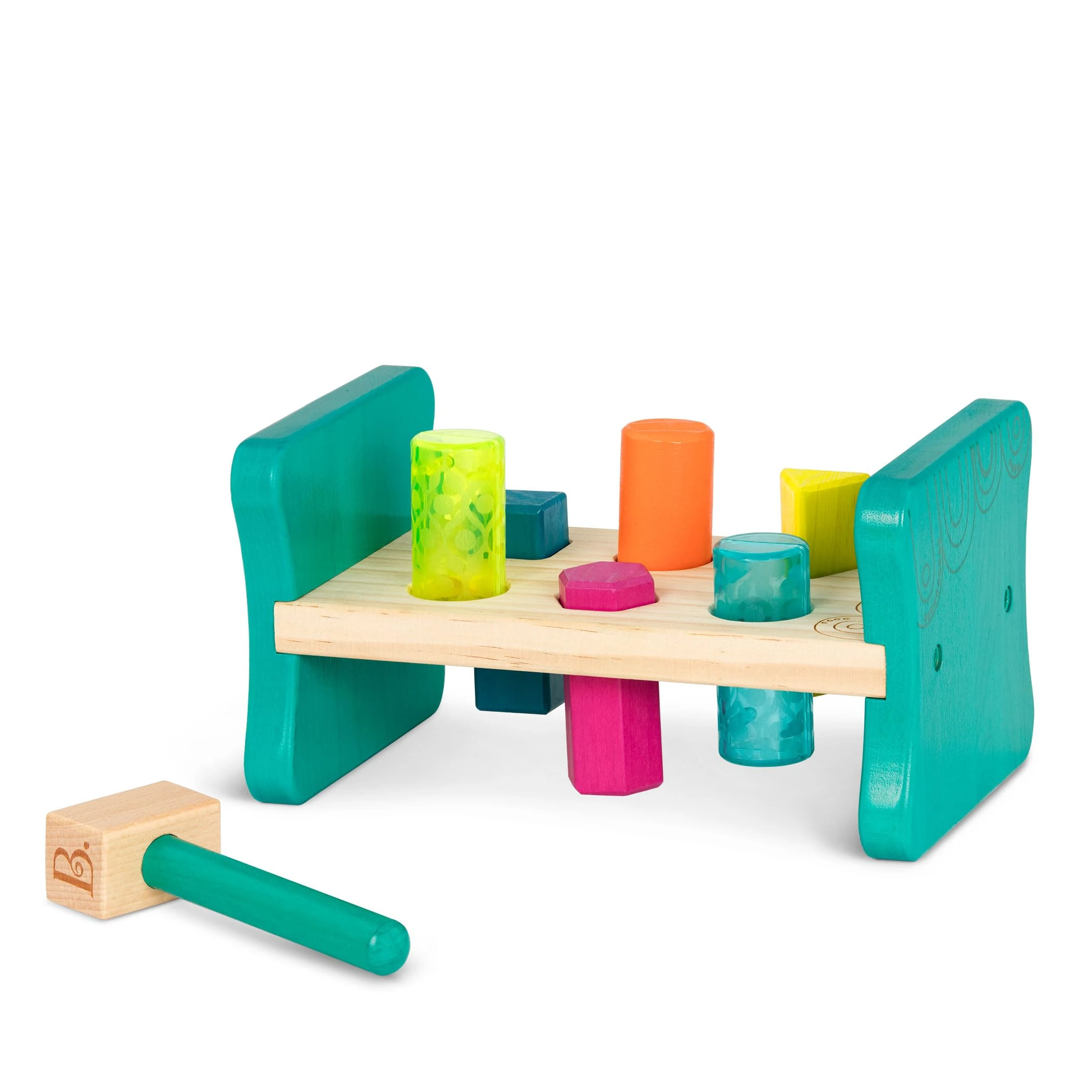 B. toys – Wooden Shape Sorter – Pounding Bench For Shape Sorting – 6 Pegs & Toy Hammer – Classic Toys For Toddlers, Kids – 2+ Years – Colorful Pound & Play
