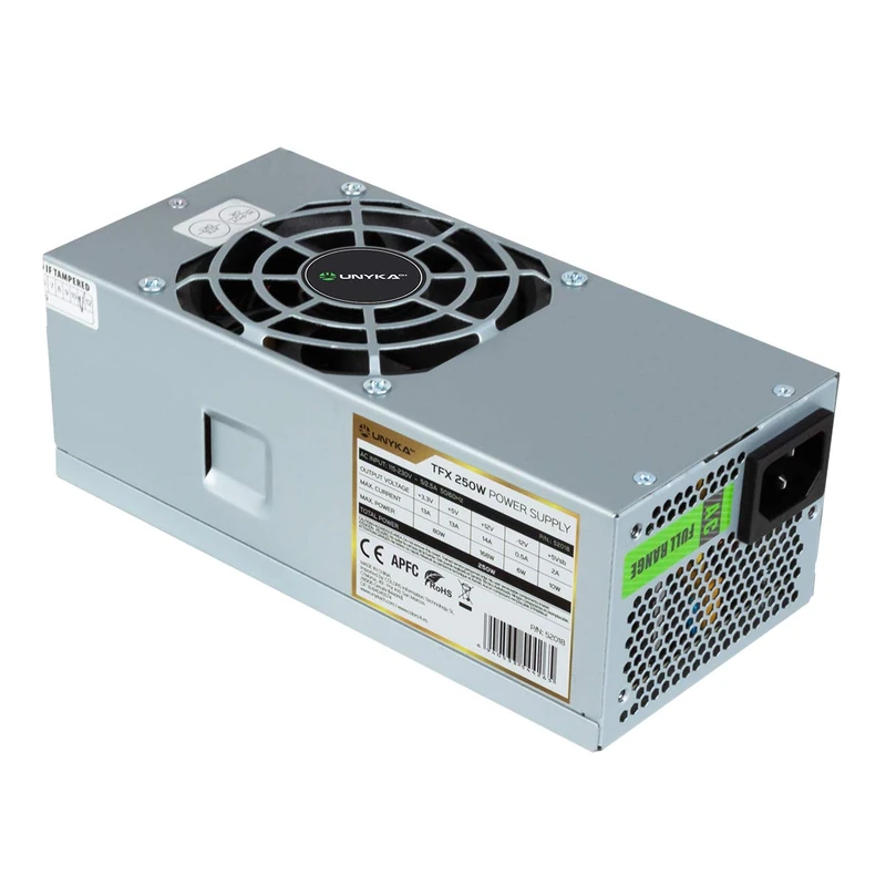 FUENTE DE POWER SUPPLY UNYKACH TFS 52018 250W 90% BY EFICIENCIA APFC ACTIVO VENTILADOR 80MM ULTRA SILENCIOSO