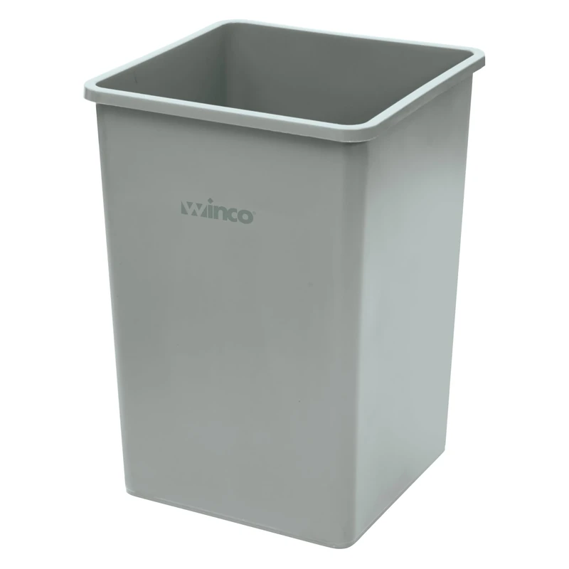 Winco PTCS-35G Square Trash Can, 35 Gallon, Gray