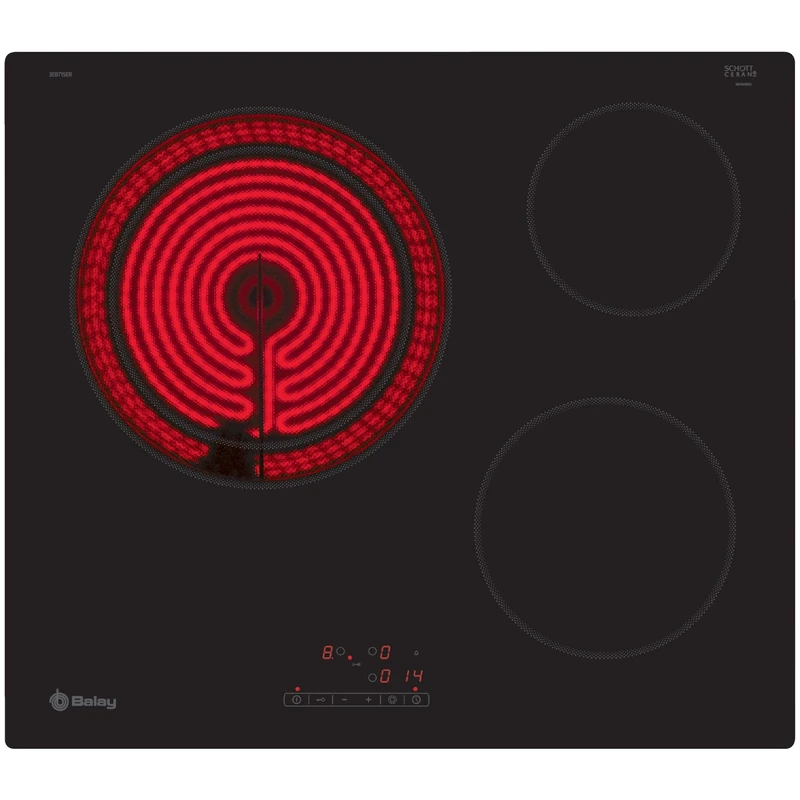 Balay 3EB715ER – Ceramic Hob, 2 Cooking Zones + Giant 28 cm Cooking Area, 60 cm, Without Bezel, Black
