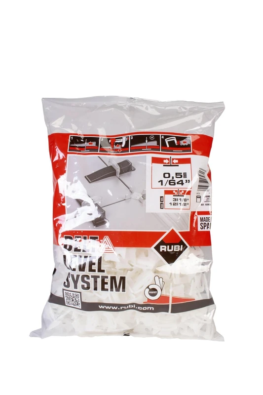RUBI 3931 | Leveling Cable Ties for Ceramic | 0.5 mm Flange for Ceramic Tiles Between 3 and 12 mm | for 30 x 30 cm and Higher Formats | 400 Pieces | Delta Level System Flange