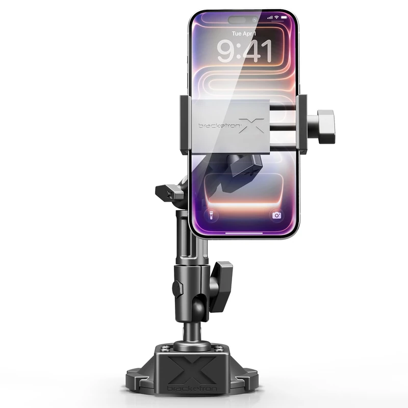 Bracketron HD Phone Dock PRO Dash and Window Metal Clamp Mount, Phone Holder for Car, Universal Phone Mount for Phones up to 3.5 Inches Wide