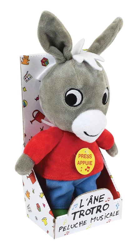 Jemini 023947 TROTRO Peluche Musicale L'ANE Plush Toy with Music, +/-28 cm, Multi-Coloured - Image 1