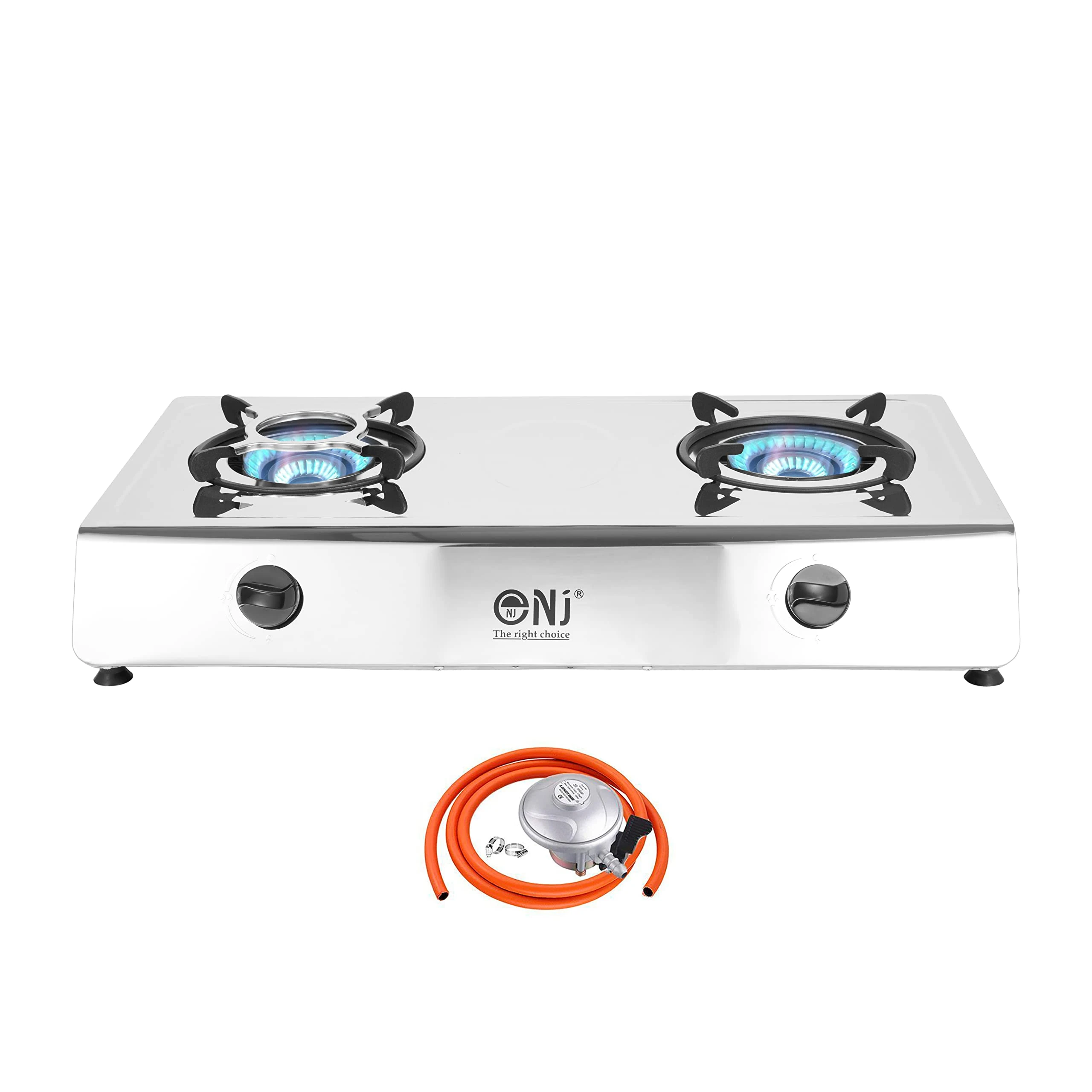 NJ-200SD Indoor Gas Stove - 2 Burner Portable Gas Hob LPG Cooker 8.8kW (Butane 21mm Clip-on)