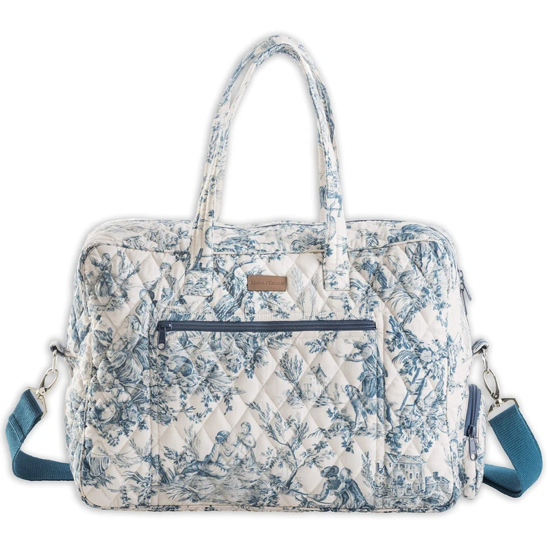 Maison d' Hermine Cotton Quilted Weekend Bag for Travel Men Women Family Travel, 02 - The Miller - Blue, 17.9"x7"x12.6", 02 - The Miller - Blue - Image 1