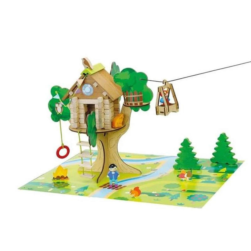 Jeujura - La cabane perchée et sa tyrolienne-70 Pieces Accessories for Baby Dolls, Multicoloured (J8220)