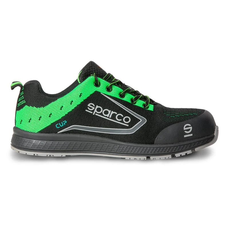 SPARCO Cup S1p, Unisex Sparco Lightweight Safety Shoes, Black Green, 4 UK