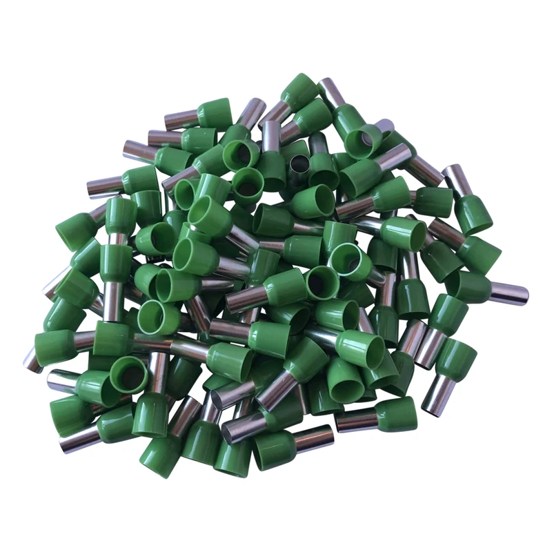 GTSE 100 pcs Green Single Entry 6.0mm² Bootlace Ferrule Connector Insulated Cord Pin End Terminals