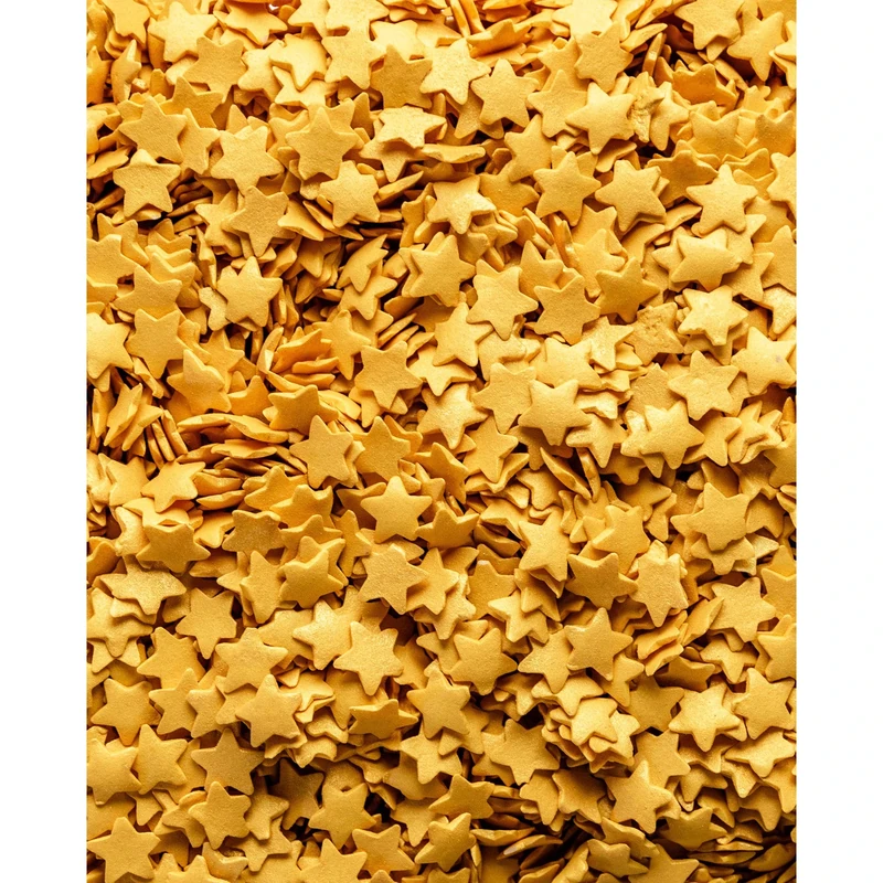 simply topps Glimmer/Matt Stars Sugar Sprinkles - Cake, Cupcake & Cookies Decorations (Glimmer Gold Jumbo, 25g)