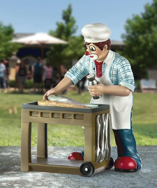 GILDE Clown Grillprofi Made of Resin - Barbecue Gift for Men - Decorative Figure Collectable - 15 cm High, Multi-Coloured, 11 cm Wide, 8 cm Deep