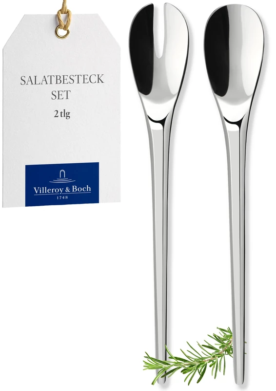 Villeroy & Boch - NewMoon Salad Servers, 2 Pieces, Versatile Cutlery Set for Day-to-Day use and Festive Spreads, Stainless Steel, Dishwasher Safe - Image 1