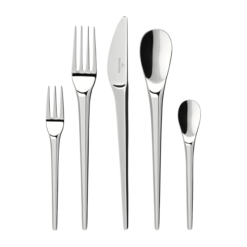 Villeroy & Boch – New Moon Cutlery Set 30 Pieces for 6 People, Dishwasher Safe, Rustproof, Knife, Fork, Spoon, Luxury Cutlery Set, Dinner, 18/10 Stainless Steel - Image 1