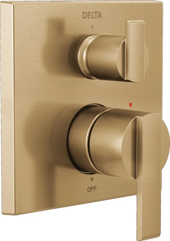 Delta Faucet T24867-CZ Angular Modern Monitor 14 Series Valve 3-Setting Integrated Shower Trim with Diverter, Champagne Bronze