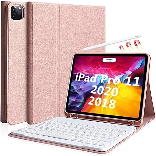 HOTLIFE iPad Keyboard Case for iPad Pro 11 2020/2018,360 Rotatable Backlight Keyboard Compatible with iPad 11 inch 1st & 2nd Gen- Wireless- Auto Sleep Wake Protection Tablet Keyboard Case (Champagne)