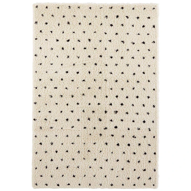 Hanse Home High Pile Shaggy Design Rug Points Cream Black Soft in Dots Pattern Geometric Living Room Bedroom Kitchen Hallway Modern Design 160 x 230 cm - Image 1