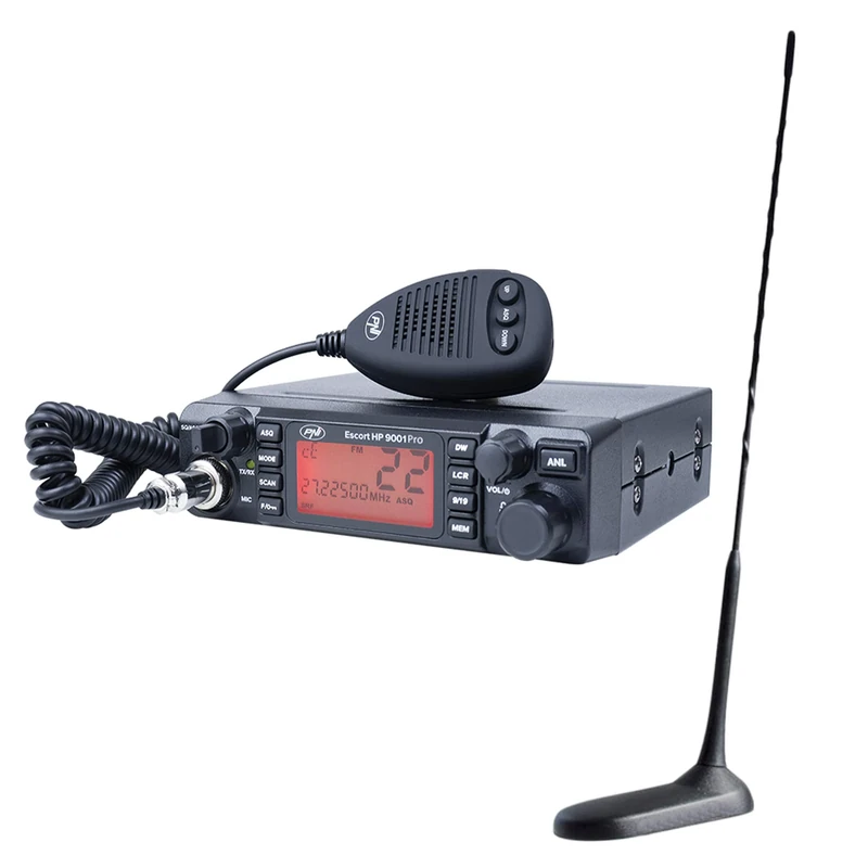 CB PNI ESCORT HP 9001 PRO ASQ 12/24 Radio Station Kit + CB PNI Extra 45 Antenna with Magnet