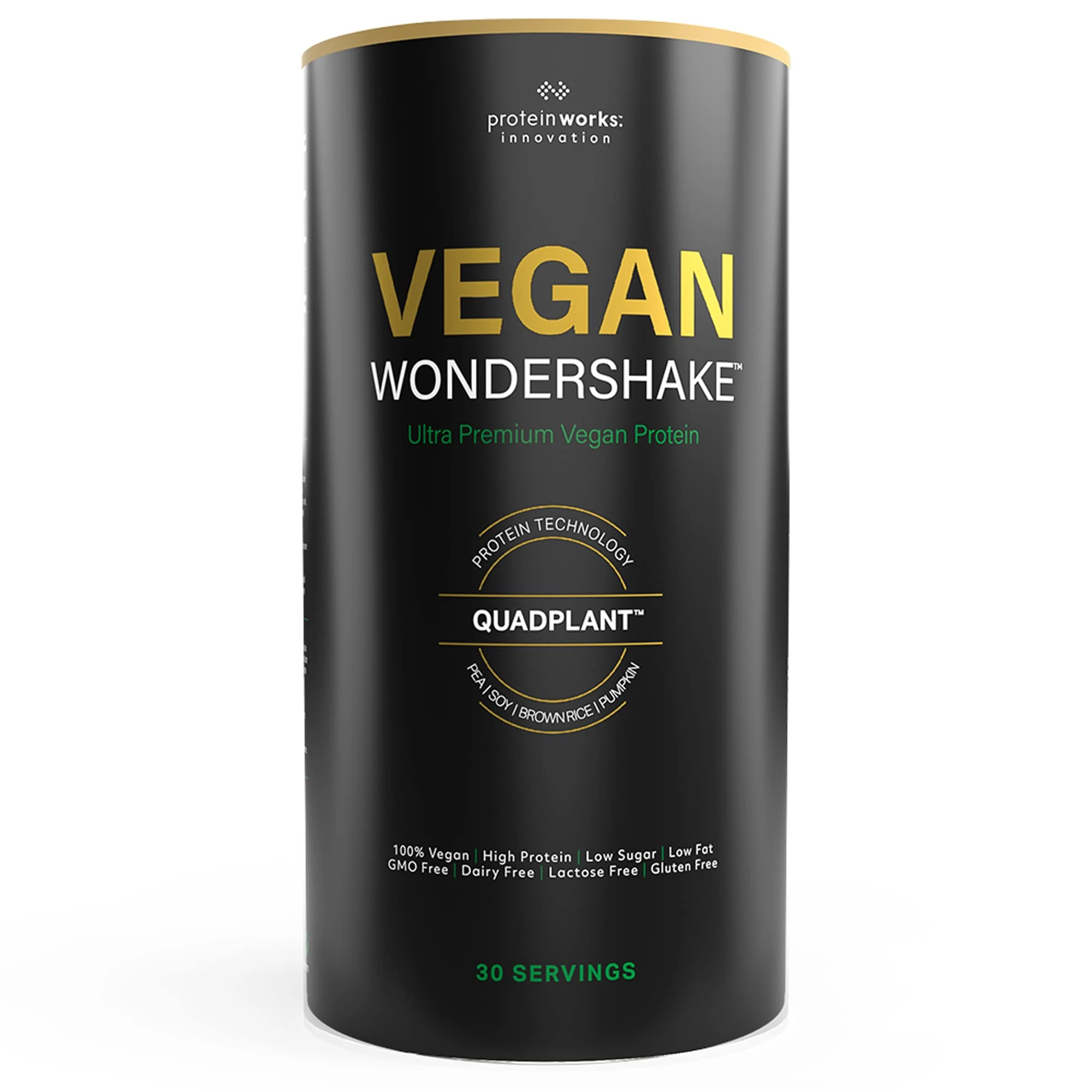 Protein Works - Vegan Wondershake, Multi-Award-Winning Vegan Protein Shake, QuadPlant Protein Blend, Ultra Smooth & Creamy, Low Calorie, Under 1g Fat & Sugar, 30 Servings, Vanilla Crème, 750g