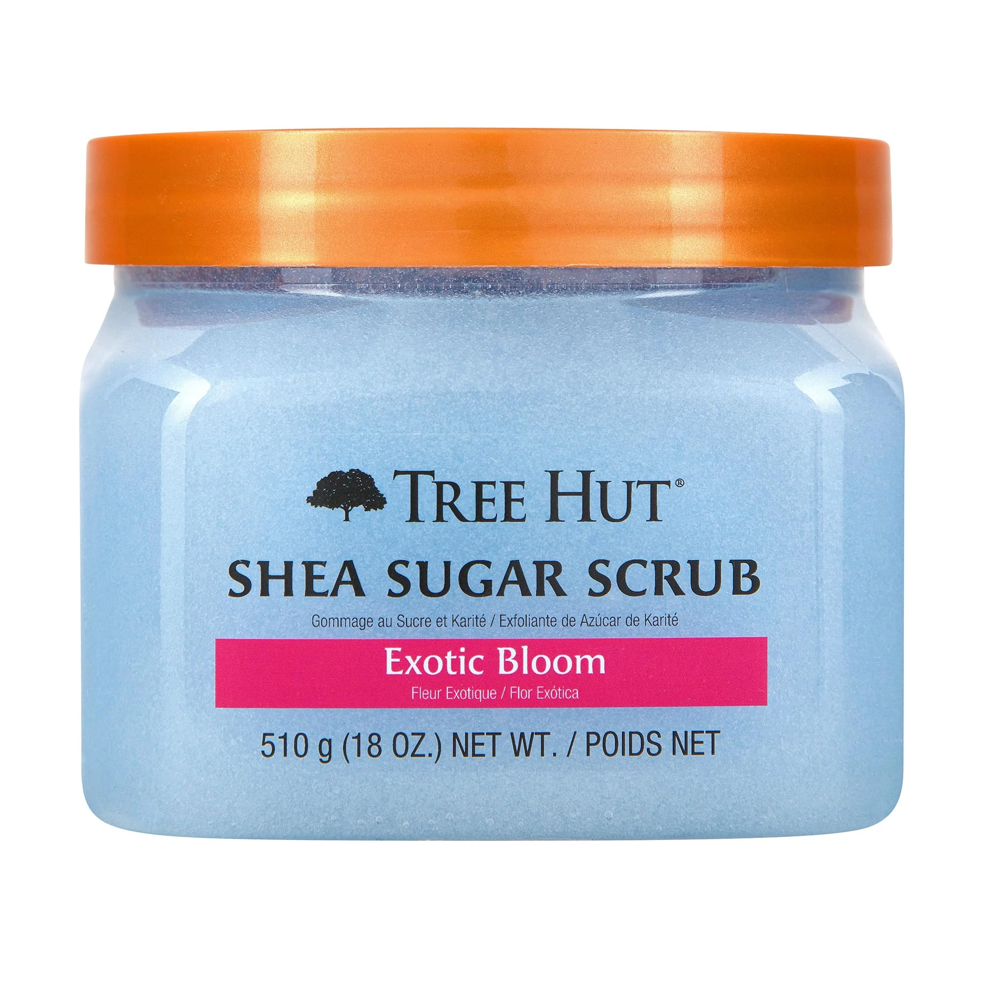 Tree Hut Shea Sugar Scrub Exotic Bloom, 18oz, Ultra Hydrating and Exfoliating Scrub for Nourishing Essential Body Care