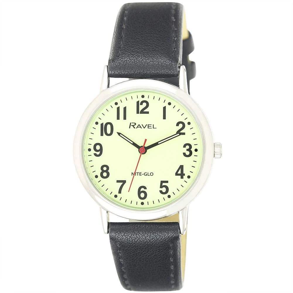 Ravel Glow in The Dark Luminous Dial Watch (Black)