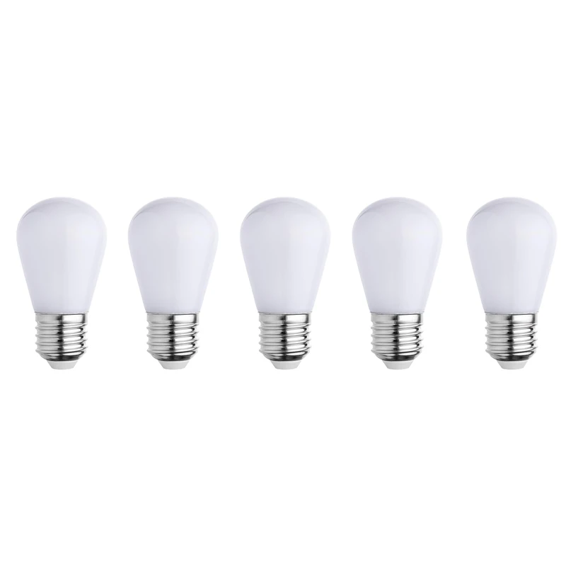 Lumisky Pack of 5 LED Bulbs E27 White Globe Compatible with Party Bulb Fairy Lights Height 7 cm - Image 1