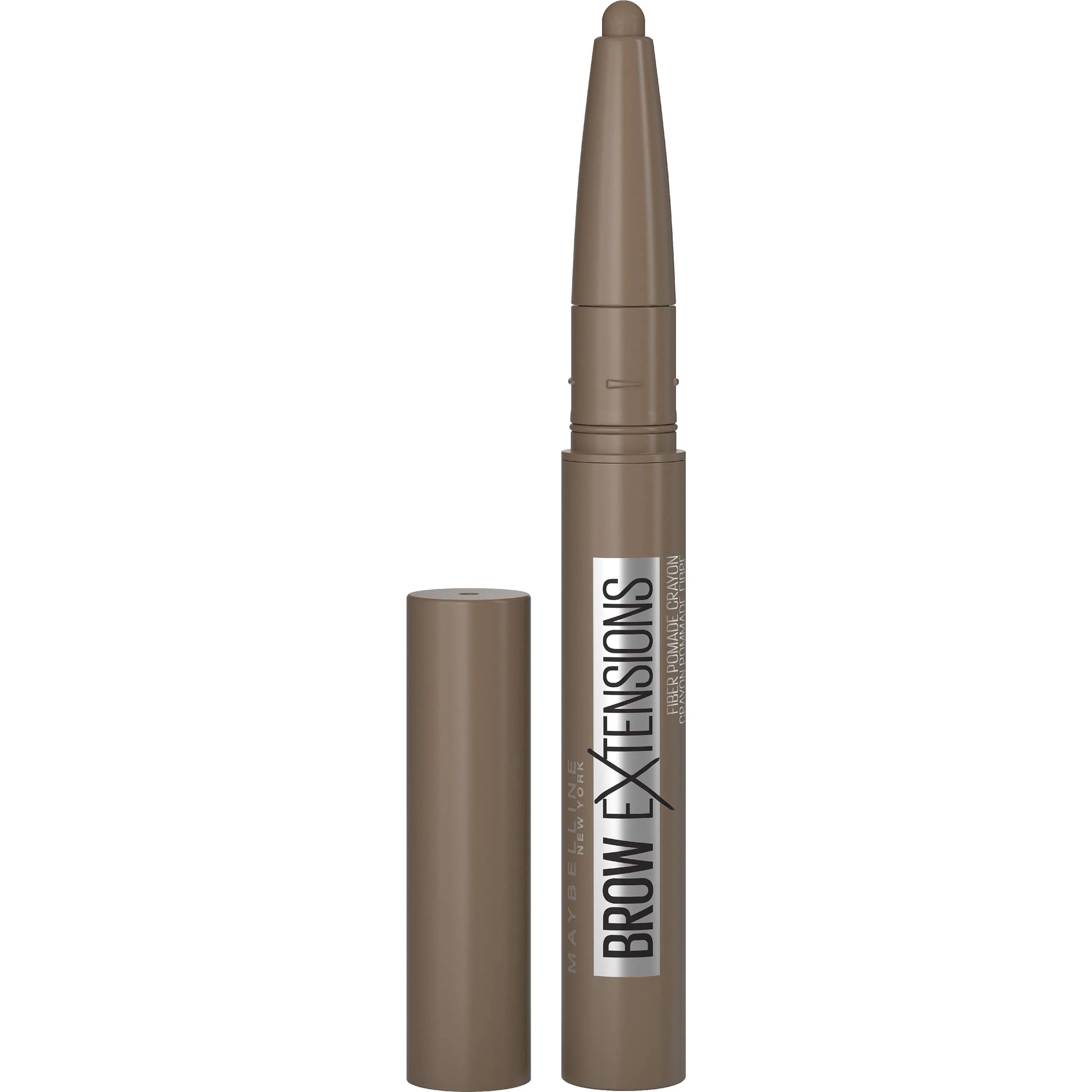 Maybelline Brow Extensions Eyebrow Fibre Pomade Crayon, Fibre Stick Eyebrow Makeup, Eye Makeup, Soft Matte Finish, for Thicker, Natural-Looking Eyebrows, Soft Brown, 0.014 Ounce