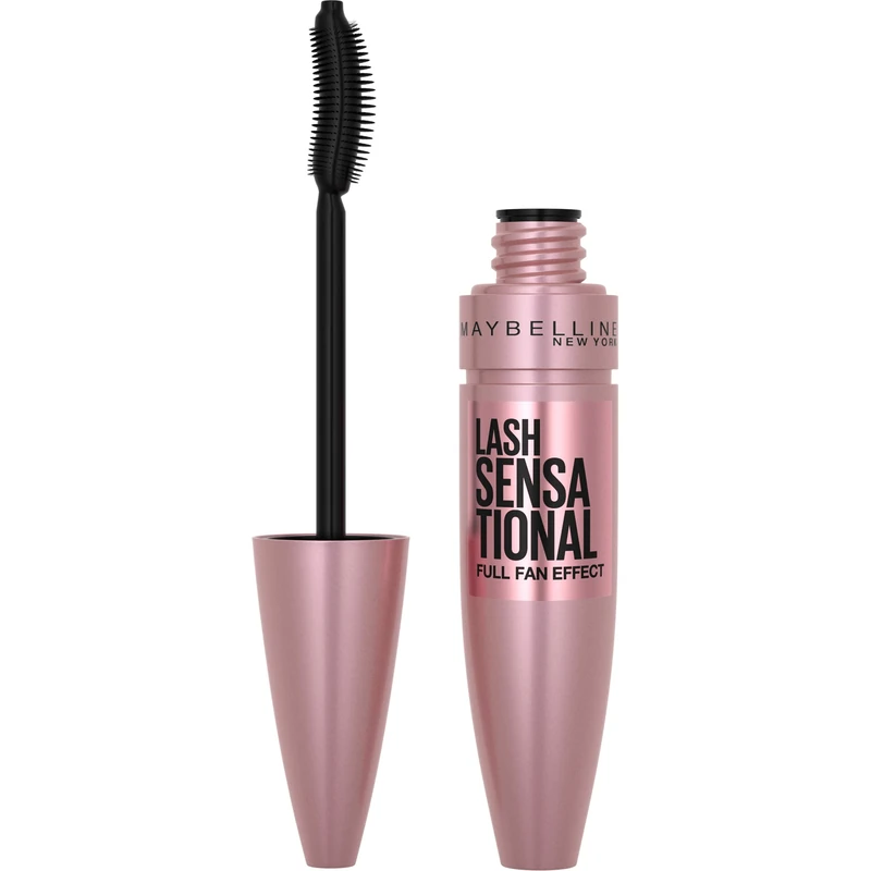 Maybelline Lash Sensational Washable Mascara, Lengthening and Volumising for a Full Fan Effect, Midnight Black, 1 Count