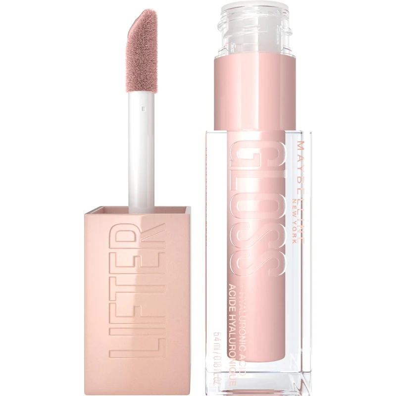 Maybelline New York Lifter Gloss, Hydrating Lip Gloss with Hyaluronic Acid, High Shine for Plumper Looking Lips, Ice, Pink Neutral, 0.18 Ounce
