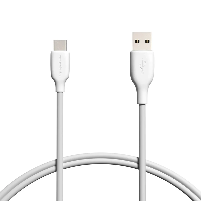 Amazon Basics USB-C to USB-A 2.0 Fast Charge and Data Transfer Cable, 480Mbps Speed, USB-IF Certified, for Apple iPhone 16/15, iPad, Samsung Galaxy, Tablets, Laptops, 0.9 m, White