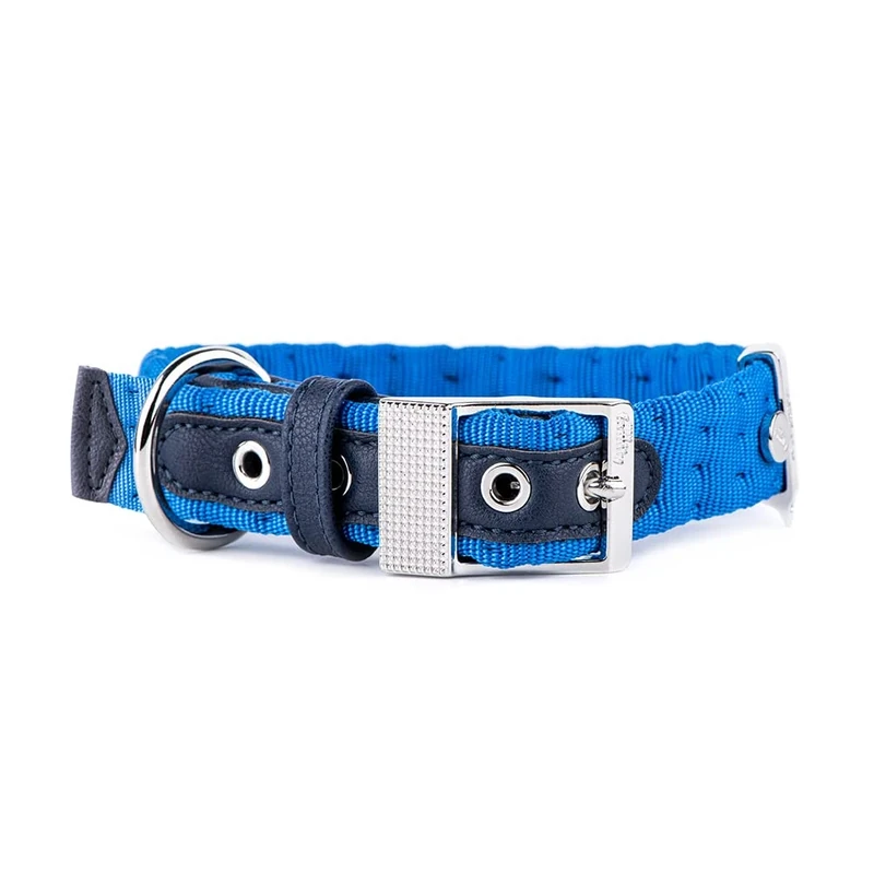 MyFamily Adjustable Dog Collar in Nylon Made in Italy, White Bronze Metallic Finish, Comfortable and Durable, Handmade, Milan Collection