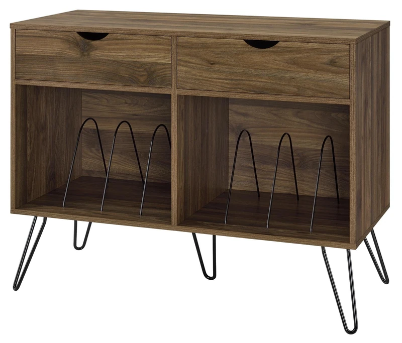 Ameriwood Concord Turntable Stand, Walnut Look