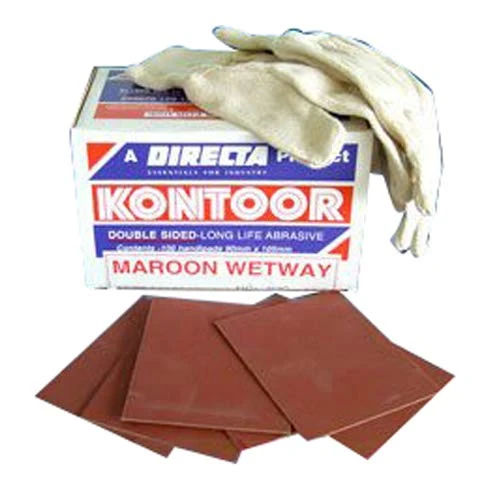 Kontoor Abrasive MP1ASS Double Sided Sanding Sheet, Maroon, Grade Assorted, 90 mm x 105 mm - Image 1