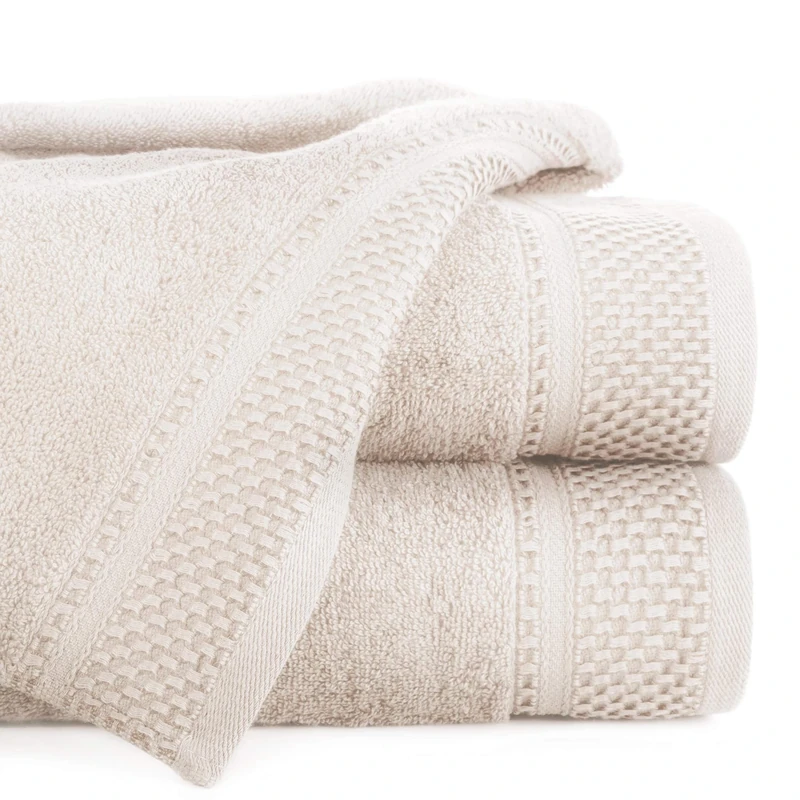 Eurofirany Bath Set Hand Sauna Towel Pattern-Absorbent, 100% Cotton 580g/m2, 3 and 6 Pack, Light Leg, 70 x 140 cm