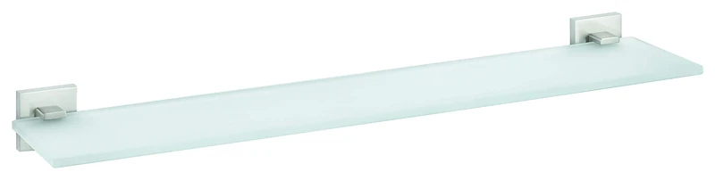 tesa EXXCLUSIV Glass Shelf - Self-Adhesive Frosted Glass Shelf for Bathroom Utensils - Waterproof, incl. Power.Kit Adhesive Solution - 50mm x 600mm x 118mm
