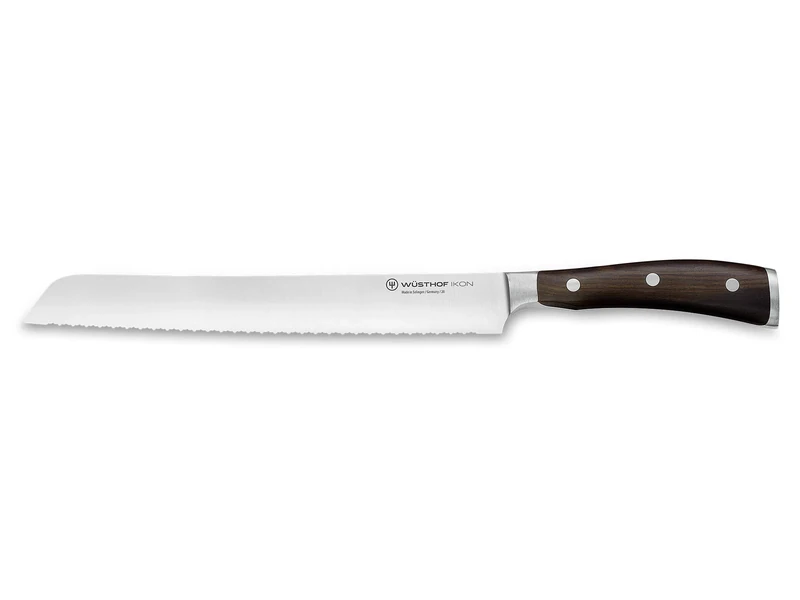 Wüsthof Ikon 9 Inch Double Serrated Bread Knife, Black