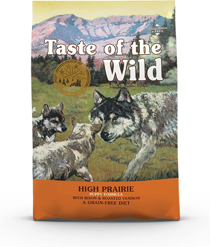 Taste of the Wild High Prairie Grain-Free Dry Dog Food, 12.2 kg (Pack of 1) – Roasted Venison & Bison, High-Protein Puppy Formula Dog Food Recipe for All Breeds - Image 1