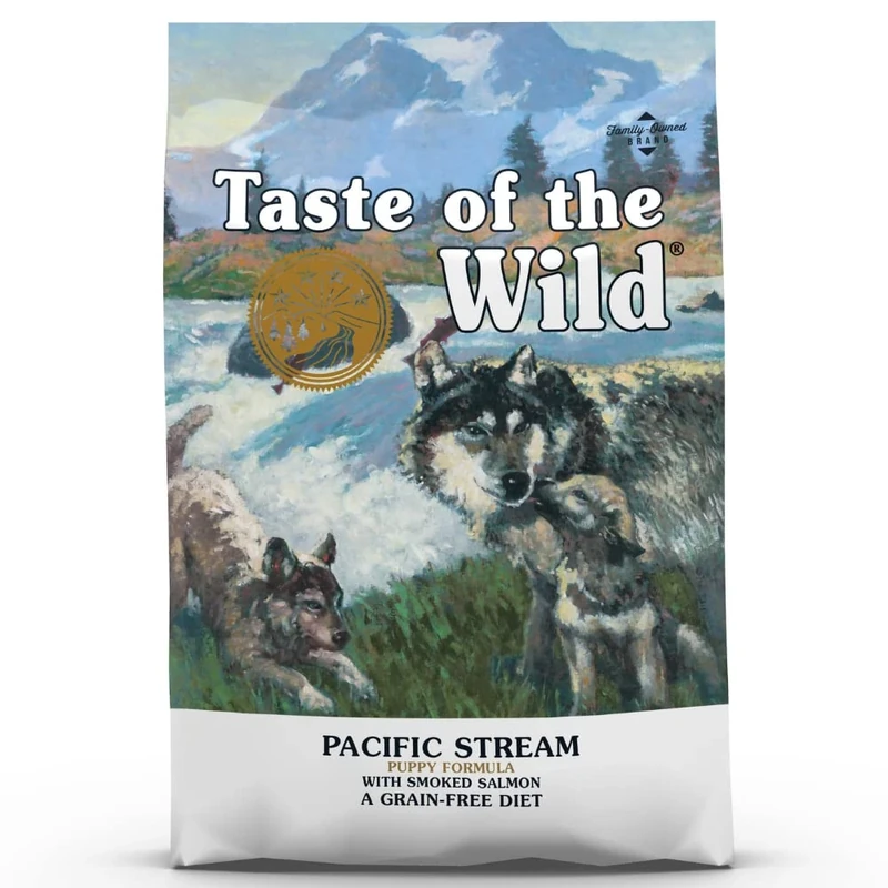 Taste of the Wild Pacific Stream Grain-Free Dry Dog Food, 12.2 kg (Pack of 1) – Smoked Salmon, High-Protein Puppy Formula Dog Food Recipe for All Breeds