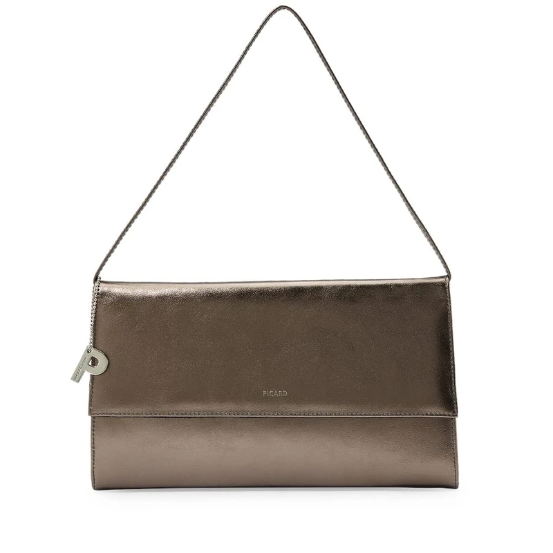 Picard AUGURI Women's Evening Bag Made of Cowhide Leather Medium with Magnetic Closure Evening Bag Everyday Going Out Evening, Antique silver, standard size, evening bag