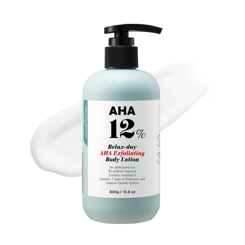 [VILLAGE 11 FACTORY] AHA EXFOLIATION BODY LOTION (1x 300g) Korean skincare - Body Lotion for Rough & Bumpy Skin + Body Acne Care - 12% Glycolic Acid - Hydrating & Smoothing Formula for Sensitive Skin