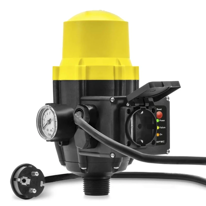 TROTEC Electronic Pressure Switch TDP DSP - Pump Control Pressure Monitor - for Water Pumps, Domestic Waterworks, Garden Pumps Max. 10 Bar, with Cable and Plug